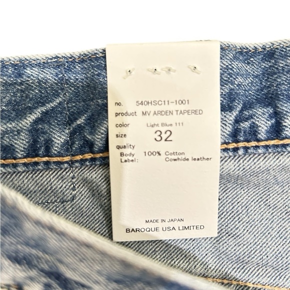 NWT Moussy Vintage Blue Arden Tapered Leg denim Jeans button fly Japan size 32 - Picture 7 of 11